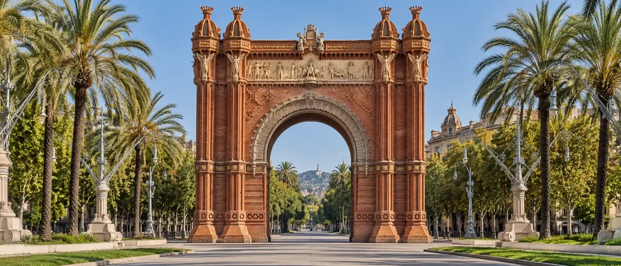 Arco de Triunfo de Barcelona visto desde el paseo de Lluís Companys