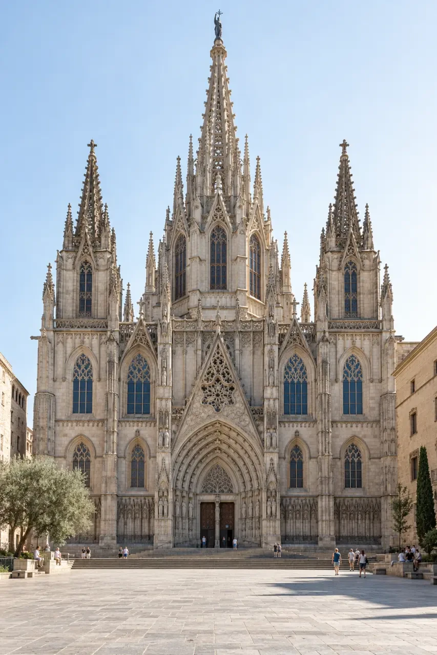Catedral de Barcelona vista desde el Pla de la Seu