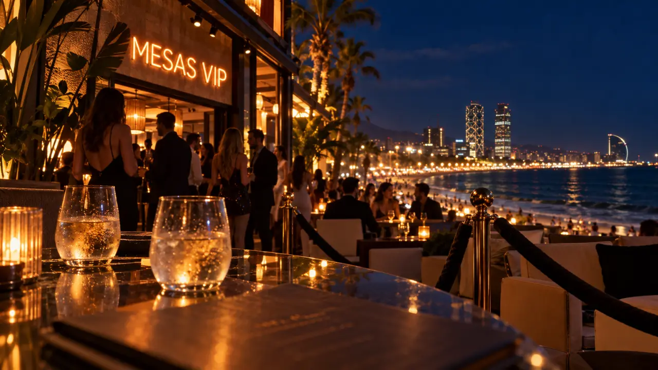 shoko barcelona nightclub: mesas VIP en terraza nocturna